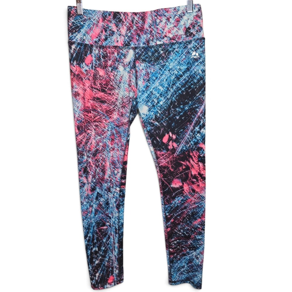 RBX Leggings Womens Large Pink Blue Good Abstract Splatter Activewear Tights